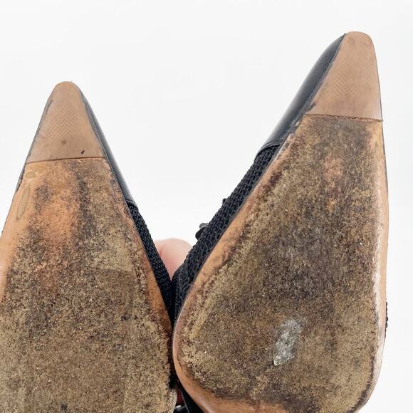 Miu Miu Vintage Retro Black Flower Bow Mesh Pointed Toe Slingback Heel IT 38 - Picture 12 of 13